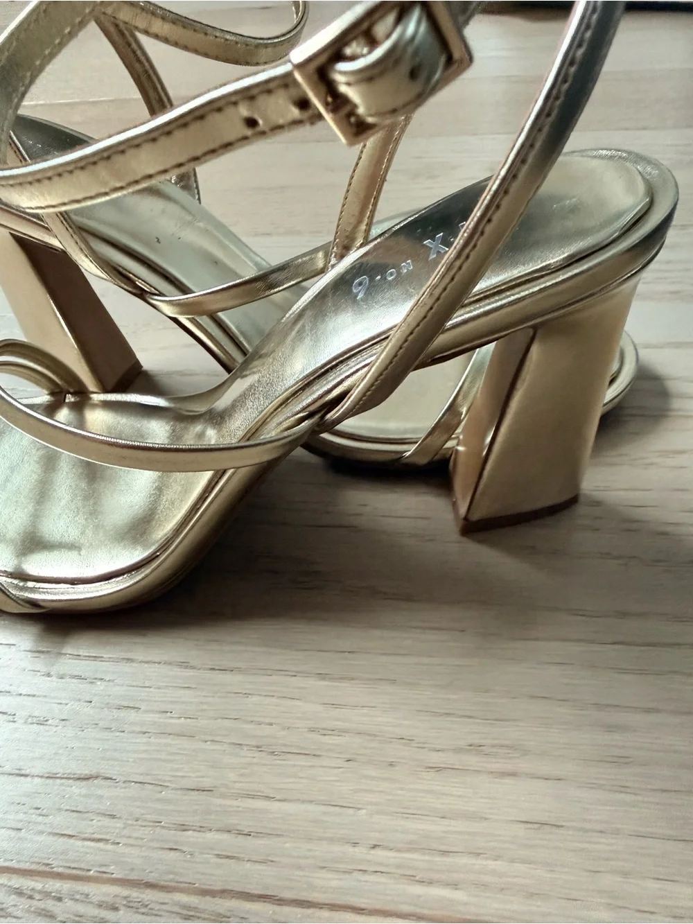 Mix No. 6 Harllow Metallic Gold Strappy Ankle‑Strap Sandals
